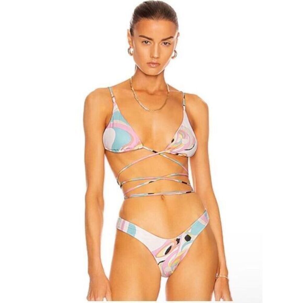 MONICA HANSEN BEACHWEAR (revolve) Vintage Chic Top Color: Pink Abstract XS
